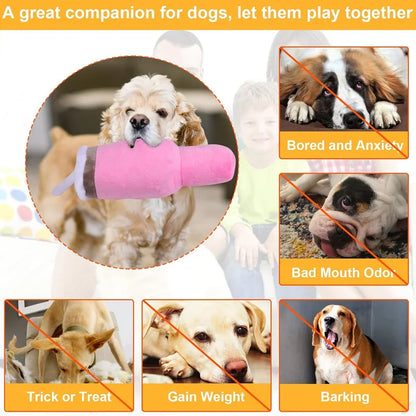 Juguete para perro con sonido Safe Cup rosa: juguete masticable duradero para perros pequeños/medianos/grandes con mordida fuerte, para cumpleaños y ejercicio
