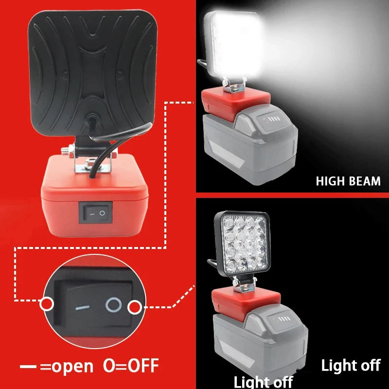 Piezas de herramientas eléctricas para Makita, DeWalt, Bosch, Milwaukee, Ryobi, linterna con batería de litio, luz de trabajo, lámpara de Camping
