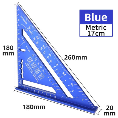 Triangle Ruler 7Inch Measurement Tool Aluminium Alloy Carpenter Set Square Angle Woodworking Tools Try Square Triangular Metric