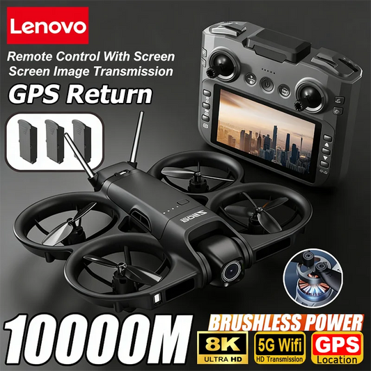 Dron Lenovo Z906 con Cámara Aérea 8K HD, Inteligente, con Sistema Anticolisión, Control Remoto con Pantalla Grande, Plegable, Motor sin Escobillas, GPS