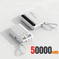Lenovo Mini 50000mAh Fast Charging Battery Pack Power Bank with 4 Built-in Type C Cables for iPhone, Samsung, and Android Devices
