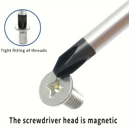 2Pcs Rubber Handle Screwdriver Set Extra Long Chrome Vanadium Steel Magnetic Flat Head and Cross Head Screwdriver Hand Tools