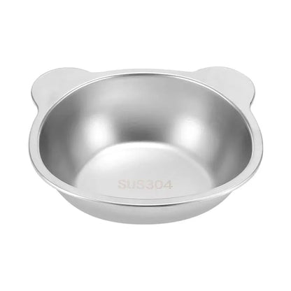 ‌304 Stainless Steel Raised Cat Bowl with 15° Elevated Design Tilted Neck Guard Healthy Feeding Shatterproof for Cats Puppies