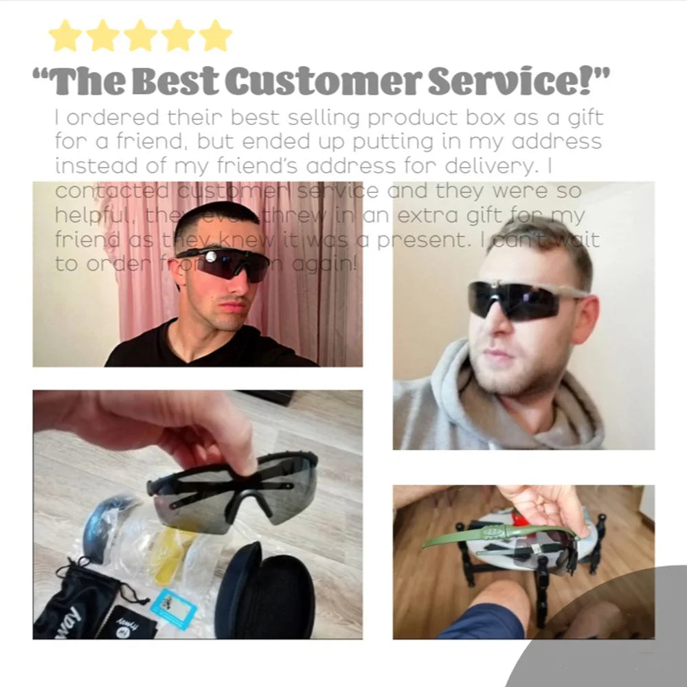 Tactical Professional Protective Military Polarized Glasses - Shooting, Sports, Hiking, Cycling, Paintball Safety Eyewear