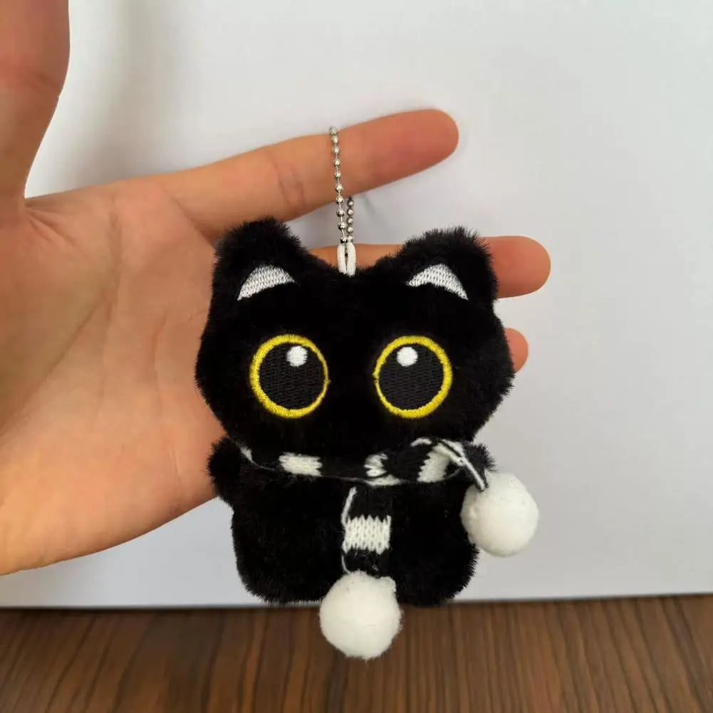 Lindo Llavero de Gato Negro de Peluche, Colgante de Dibujos Animados, Llavero Decorativo, Accesorio para Mochila, Regalo