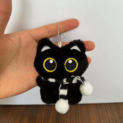 Lindo Llavero de Gato Negro de Peluche, Colgante de Dibujos Animados, Llavero Decorativo, Accesorio para Mochila, Regalo