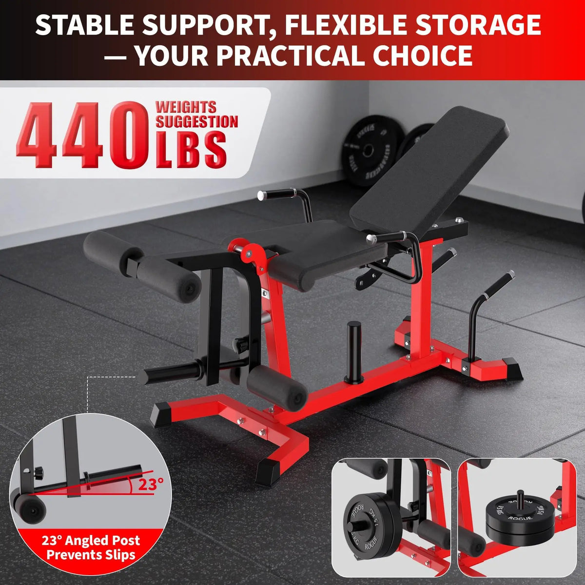 Adjustable Seated Leg Extension And Wave Machine Full Lower Body Trainer Reverse Hyper And Back Extension Home Gym Strength Equipment Black Red
