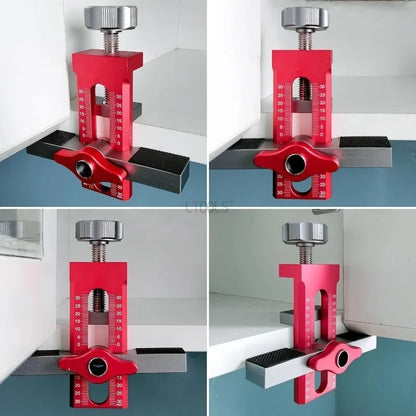 2 in 1 Cabinet Door Installation Positioner, 6/8/10mm Rebounder Punching Mounting Jig for Wardrobe Cabinet Door Panel Installation