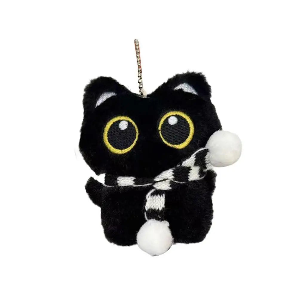 Lindo Llavero de Gato Negro de Peluche, Colgante de Dibujos Animados, Llavero Decorativo, Accesorio para Mochila, Regalo