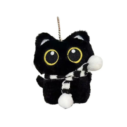 Lindo Llavero de Gato Negro de Peluche, Colgante de Dibujos Animados, Llavero Decorativo, Accesorio para Mochila, Regalo