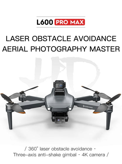 Dron GPS L600 PRO / PRO MAX Profesional 4K con Cámara Dual HD PTZ de 3 Ejes, Evitación de Obstáculos, Motor sin Escobillas, WIFI 5G, Dron de Seguridad