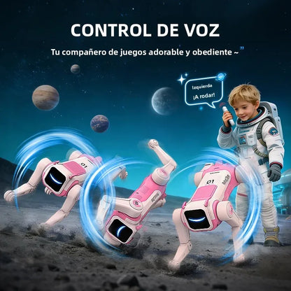 Perro Robot Mágico con IA, Control por Voz a través de Control Remoto de 2.4GHz, Programación Inteligente, Luces en los Ojos, para Niños y Entusiastas de la Tecnología