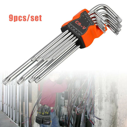 9Pcs L Type Double-End Screwdriver Hex Allen Key Set Torx Wrench Screwdriver Bits Star Spanner Key Hand Tools