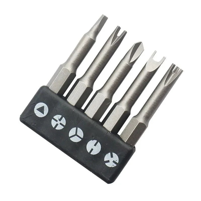5pcs/set  Special Shaped Screwdriver Set 50mm U-shaped Y-Type Triangle Inner Cross Three Points Screwdriver Bit Tool