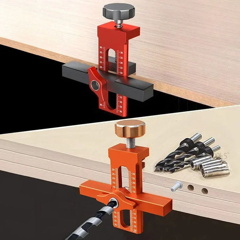 2 in 1 Cabinet Door Installation Positioner, 6/8/10mm Rebounder Punching Mounting Jig for Wardrobe Cabinet Door Panel Installation