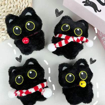 Lindo Llavero de Gato Negro de Peluche, Colgante de Dibujos Animados, Llavero Decorativo, Accesorio para Mochila, Regalo