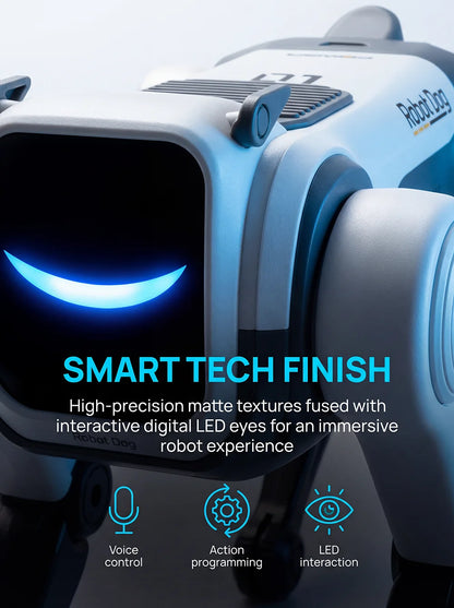 Perro Robot Mágico con IA, Control por Voz a través de Control Remoto de 2.4GHz, Programación Inteligente, Luces en los Ojos, para Niños y Entusiastas de la Tecnología