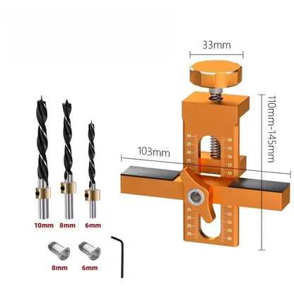 2 in 1 Cabinet Door Installation Positioner, 6/8/10mm Rebounder Punching Mounting Jig for Wardrobe Cabinet Door Panel Installation