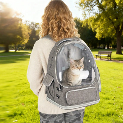 Mochila transparente de gran capacidad para mascotas - Diseño portátil de doble hombro, ideal para viajar y aventuras al aire libre con gatos y perros pequeños