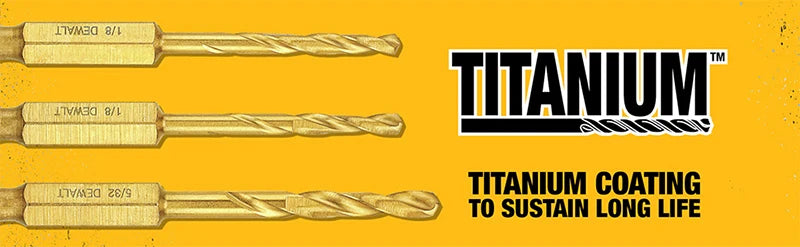 DEWALT Original DW1361 Titanium Twist Drill Bit Set Woodworking Metal HSS High Speed Steel Drill Bits 21-Pc. Tool Attachments