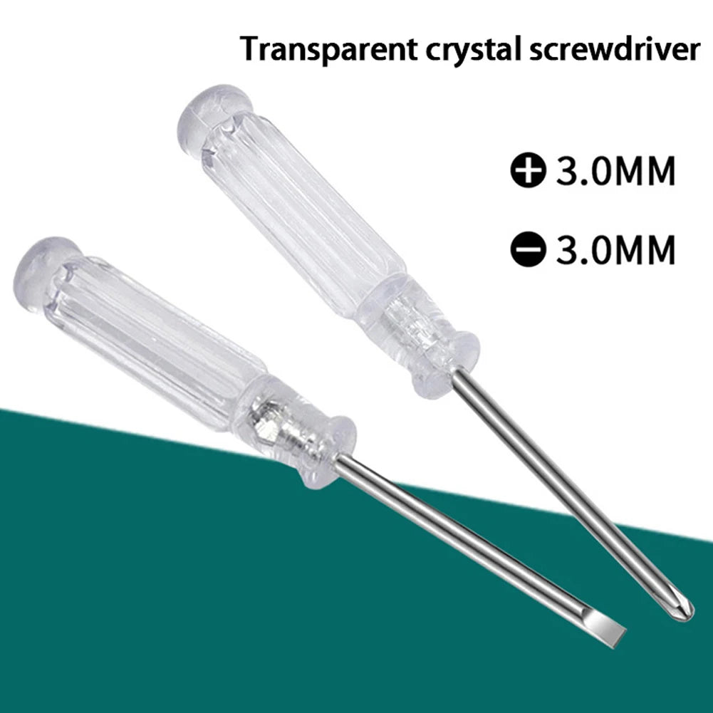 10pc 3.74in Small Screwdriver Set 3mm Tip Slotted and Phillips Screwdrivers Transparent Handle Precision Screwdriver Repair Tool