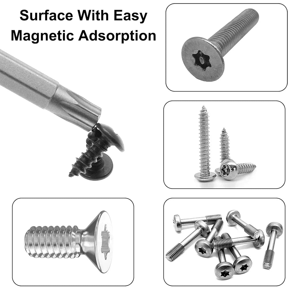 11 PCS T6-T40 Torx Security Bit Set S2 Steel Magnetic Star Screwdriver Set for Shark Vacuum 50/100mm
