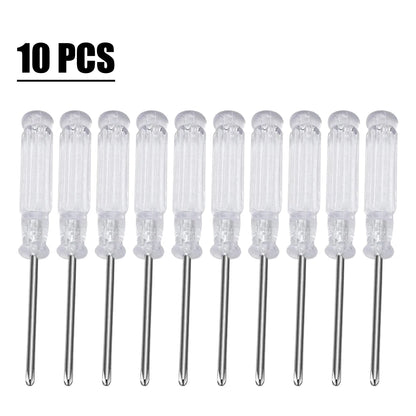 10pc 3.74in Small Screwdriver Set 3mm Tip Slotted and Phillips Screwdrivers Transparent Handle Precision Screwdriver Repair Tool