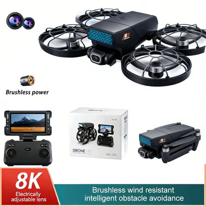 Dron M8 GPS FPV con Cámara 8K, Quadcopter Plegable con Motor sin Escobillas, Evitación de Obstáculos de 360 Grados, WiFi FPV, Retorno Automático RC para Adultos