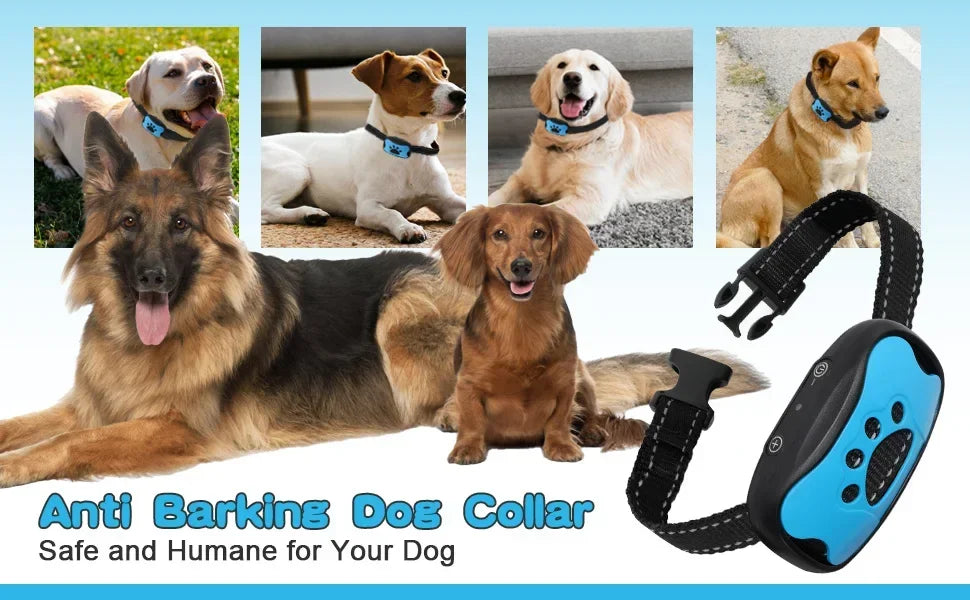 Pet Dog Anti-Barking Device USB Rechargeable Dog Training Collar Ultrasonic Stop Barking Vibration Anti-Bark Collar
