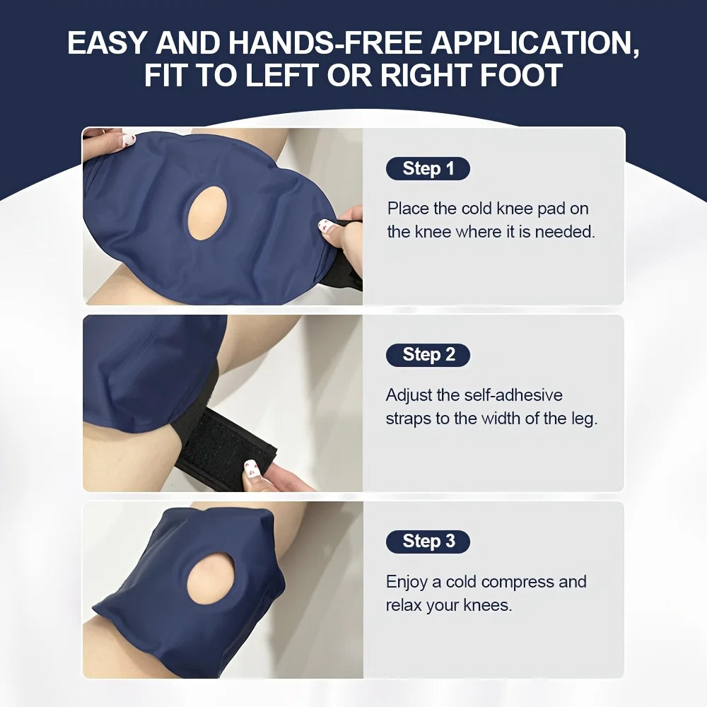 Reusable Knee Ice Pack Wrap, Adjustable Cold Compress for Knee, Cold Therapy Gel Pads for Pain Relief and Sports Injuries