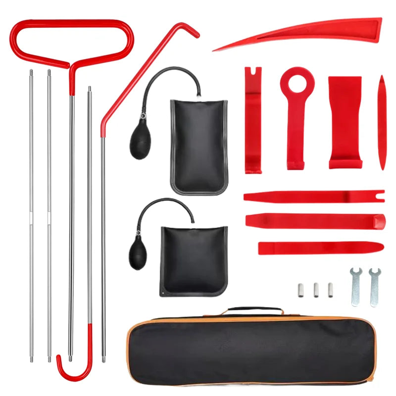 21/18PCS Car Door Tool Kit Inflatable Air Pump Auto Window Door Opening Tool Long Reach Grabber Kits with Carrying Bag