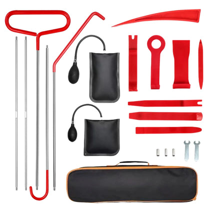 21/18PCS Car Door Tool Kit Inflatable Air Pump Auto Window Door Opening Tool Long Reach Grabber Kits with Carrying Bag