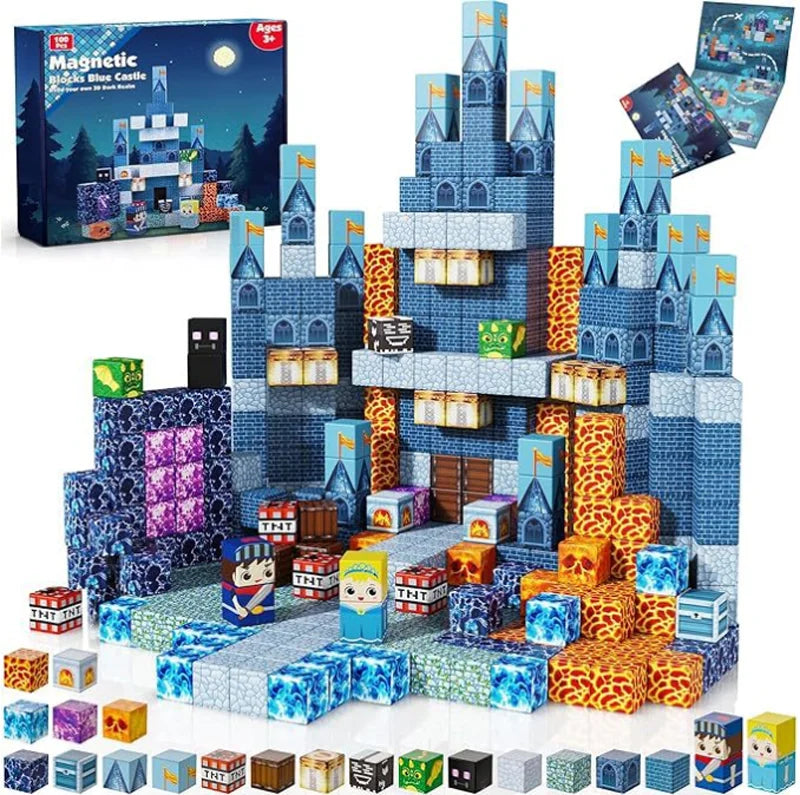 Juego de Bloques de Construcción Magnéticos Montessori STEM, Juguetes Educativos Sensoriales, Mundo de Mario, Niños y Niñas, Cubo Magnético DIY, Regalo