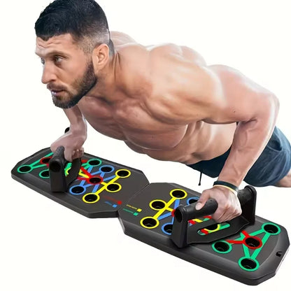 Dispositivo de entrenamiento físico y muscular con tabla de flexiones multifuncional portátil, set de entrenamiento en casa, barra de flexiones plegable con resistencia