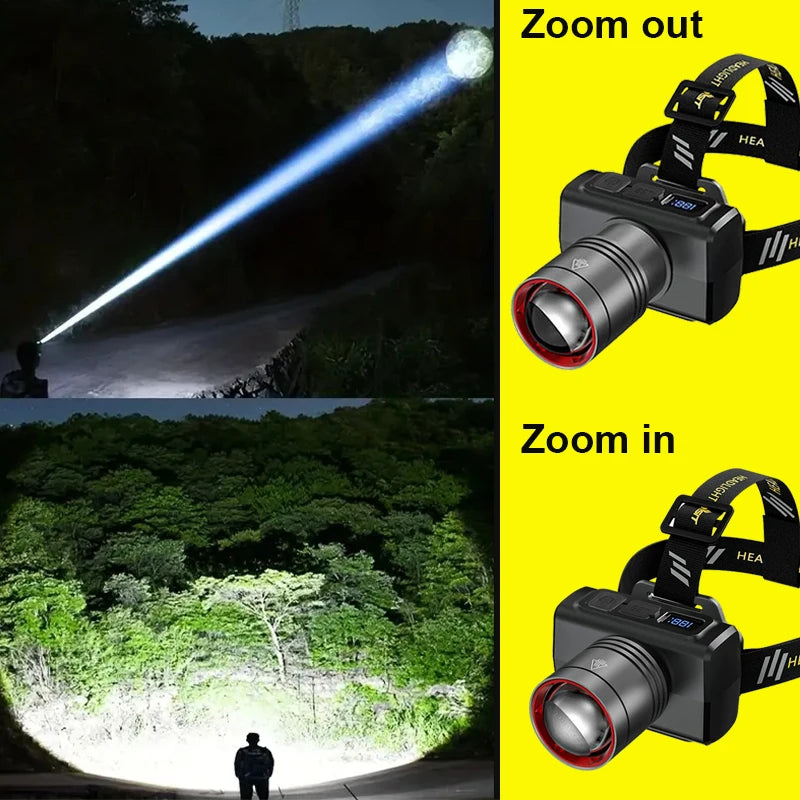 Rechargeable Headlamp Super Bright Head Light Motion Sensor Front Led Head Flashlight Waterproof Outdoor Camping  Flashing