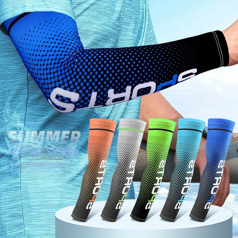 10Pcs Cooling Arm Sleeves, Stylish UV Protection Arm Sleeve Protectors, Breathable Elastic Cooling Covers for Golf Cycling Driving Outdoor Sports, Unisex All Day Comfort