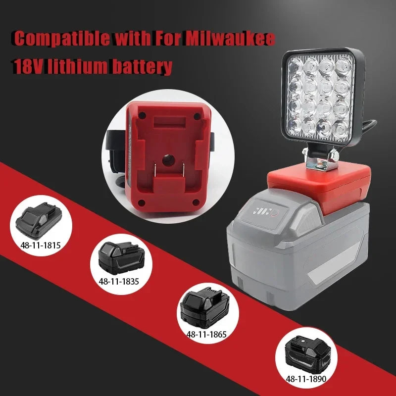 Piezas de herramientas eléctricas para Makita, DeWalt, Bosch, Milwaukee, Ryobi, linterna con batería de litio, luz de trabajo, lámpara de Camping