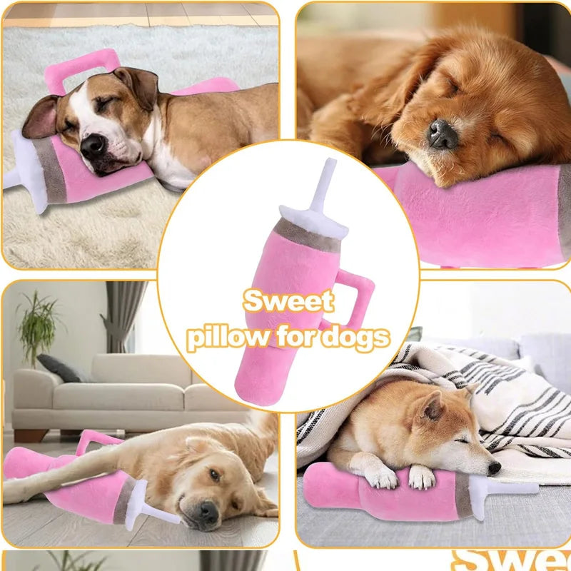 Juguete para perro con sonido Safe Cup rosa: juguete masticable duradero para perros pequeños/medianos/grandes con mordida fuerte, para cumpleaños y ejercicio