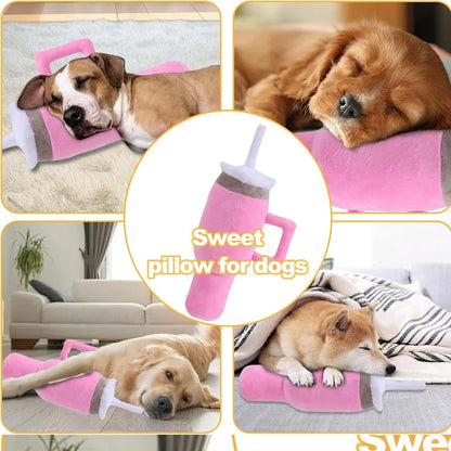 Juguete para perro con sonido Safe Cup rosa: juguete masticable duradero para perros pequeños/medianos/grandes con mordida fuerte, para cumpleaños y ejercicio