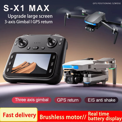 S-X1 MAX 4K Dron profesional con cámara HD cardán de 3 ejes GPS Dron sin escobillas 5G WIFI pantalla Control remoto RC Quadcopter Juguetes