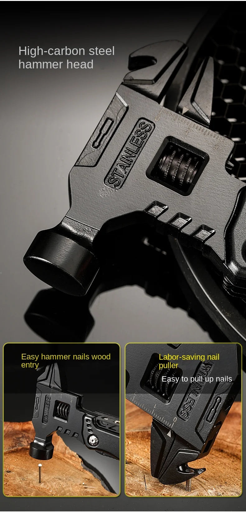 Multifunctional Pliers Multitool Claw Hammer Stainless Steel Tool With Nylon Sheath For Outdoor Survival Camping Hunting Hiking
