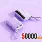 Lenovo Mini 50000mAh Fast Charging Battery Pack Power Bank with 4 Built-in Type C Cables for iPhone, Samsung, and Android Devices