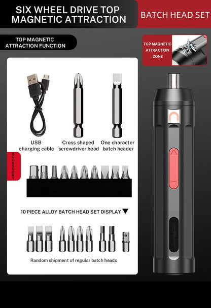 Cordless Electric Screwdriver, Rechargeable Power Screwdriver Set, Automatic Home Repair Tool Kit with USB Cable and LED Lights