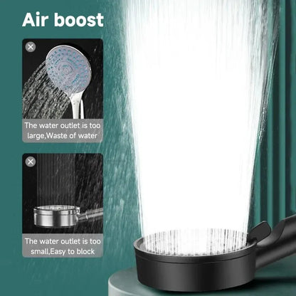 Cabezal de ducha de aumento de presión de 5 modos, boquilla de ducha de agua grande ajustable multifunción, accesorio de baño de masaje
