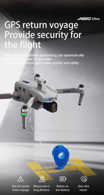 Nuevo Dron AE60 con GPS, Cámara HD Profesional 8K, Gimbal de 3 Ejes sin Escobillas, Evitación de Obstáculos, Pantalla Táctil, Lanzamiento Aéreo, FPV, Drones de Seguridad