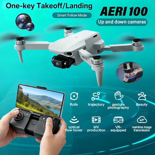 Mini Helicóptero RC Aeri 100 Drone 8K Profesional FPV con Cámara de Seguridad, Retorno Automático, UHD WiFi, Control Remoto, Juguete Volador para Niños