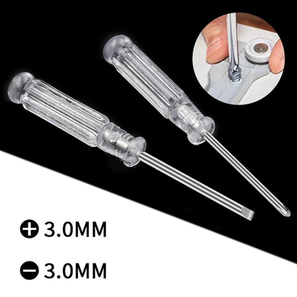 10pc 3.74in Small Screwdriver Set 3mm Tip Slotted and Phillips Screwdrivers Transparent Handle Precision Screwdriver Repair Tool