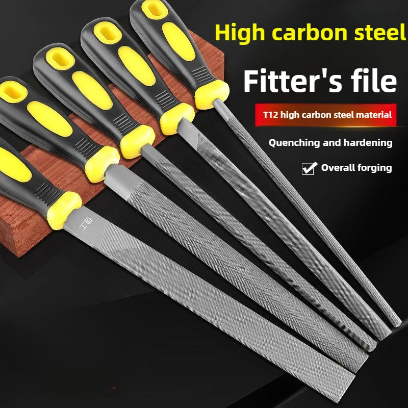 Juego de limas de ajuste de acero de alto carbono para trabajos pesados - Limas de dientes gruesos con mango ergonómico, herramientas para artesanía en metal y bricolaje pesado