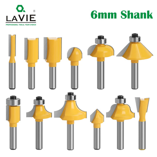 1pc 6mm Shank Router Bit Straight T Bit V Flush Trimming Cleaning Round Corner Cove Box Bits Milling Cutter For Wood MC06010
