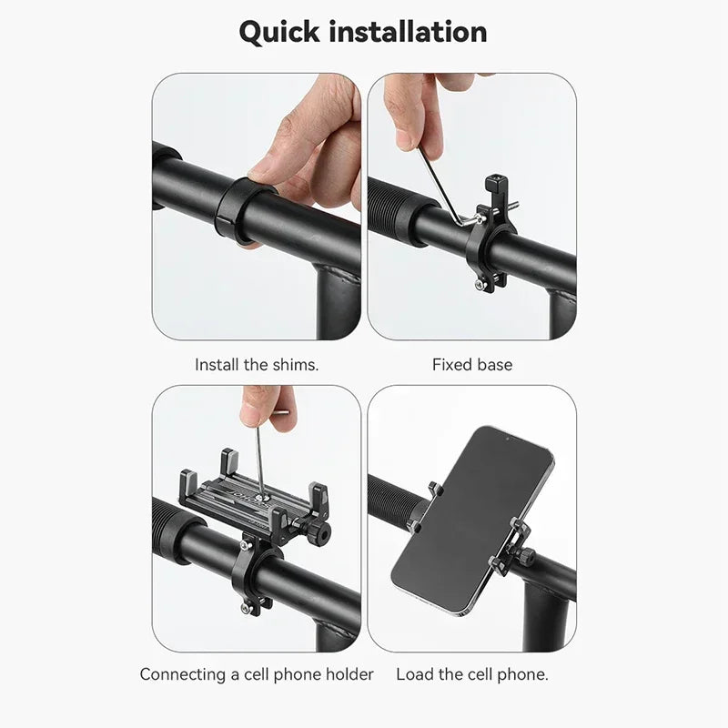 CNC Four-Claw Bike Phone Holder, Scalable Aluminum Alloy Bracket for Motorcycle and Electric Bicycle Smartphone Mount